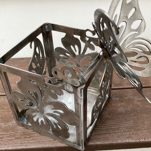 14 gauge Steel butterfly hibiscus planter/candle holder